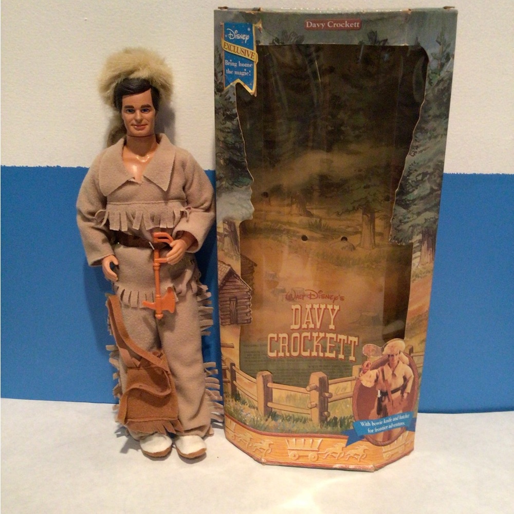 Vintage Disney Davy Crockett Collector Doll Figure w/ Original Box